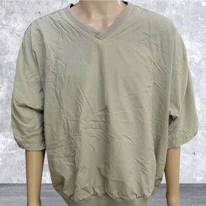 Greg Norman Golf Jacket Mens Large Beige Lined Windbreaker Pullover Outdoors